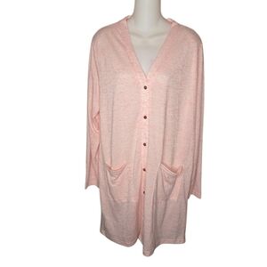 Merokeety NWT Heathered Knit Pink Long-Line Cardigan, Size 2XL